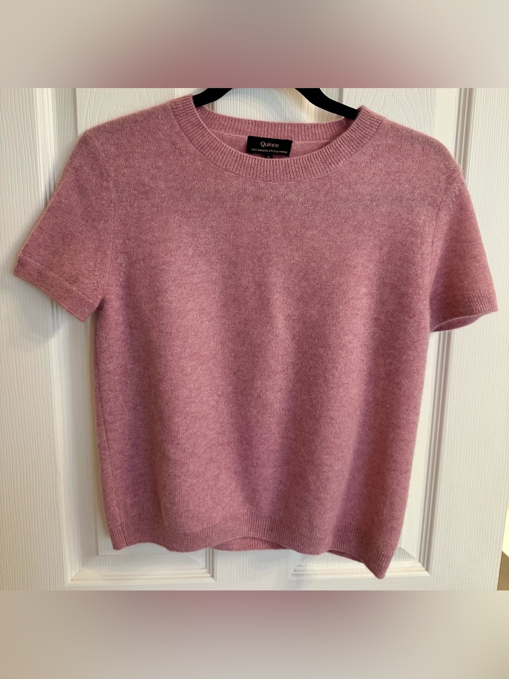 Quince Short Sleeve 100% Cashmere Crew Sweater - Dusty Pink Size S